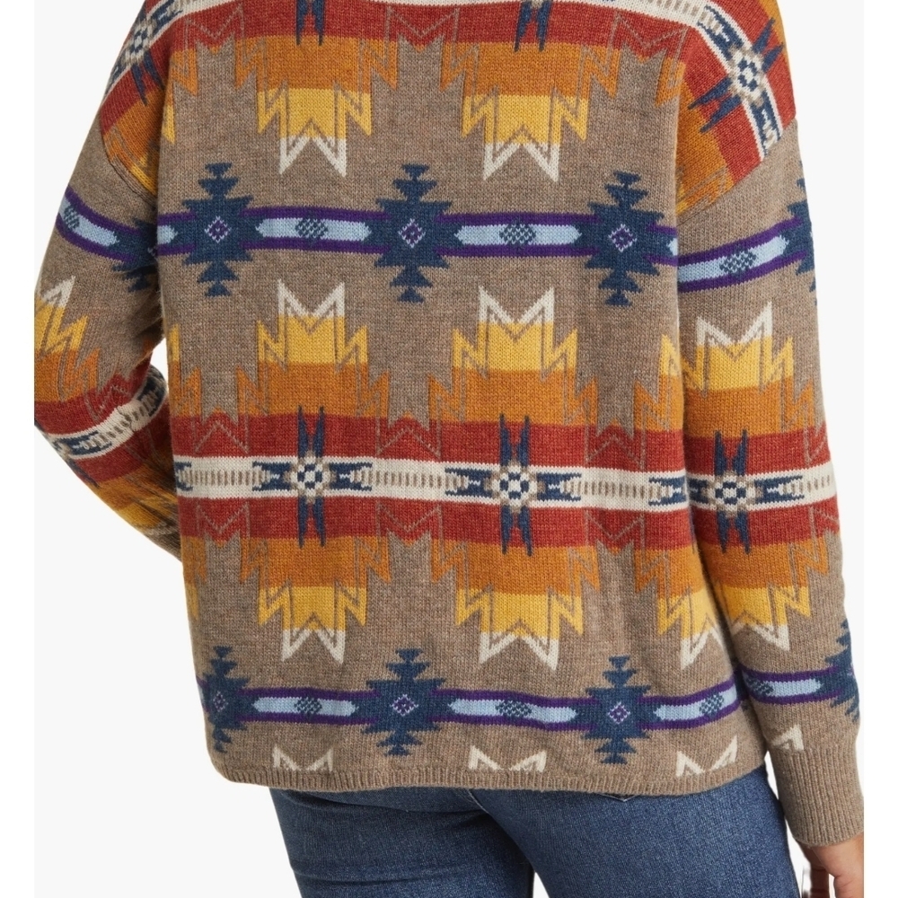 EUC Faherty x Doug Good Feather Mock Neck Sweater- Taupe Multi- Size Large - Picture 2 of 12